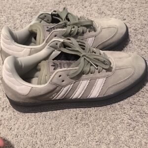 Adidas Olive and White Sneakers